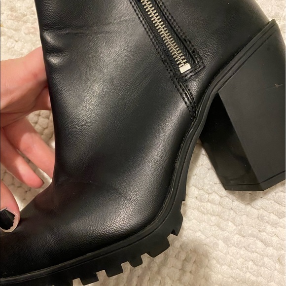 Zip-up Black Faux Leather Half Booties combat Chelsea - Picture 7 of 8